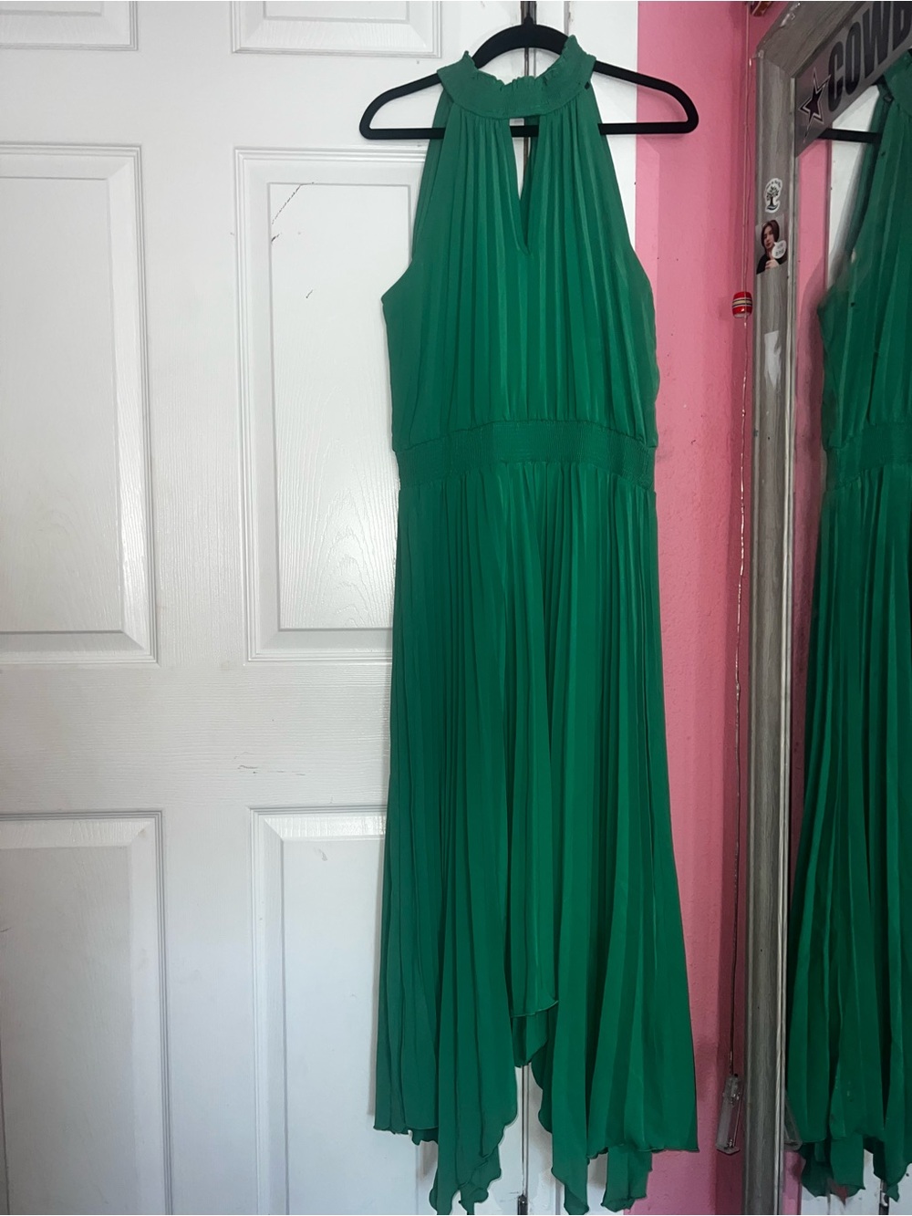 Green Halter High-Low Chiffon Dress